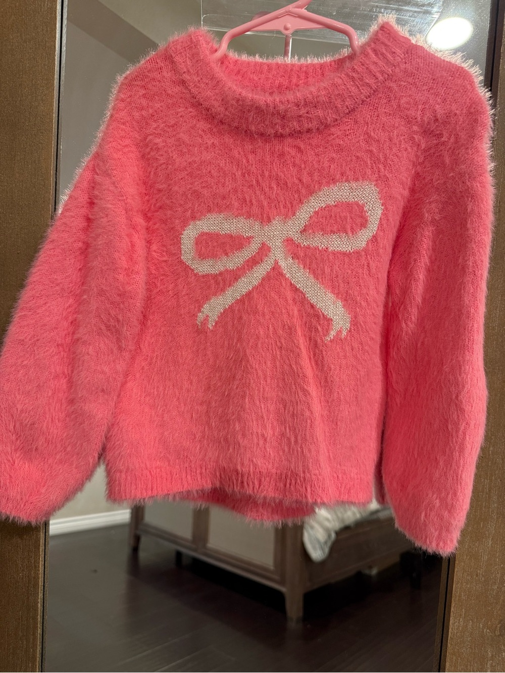 Old Navy Pink Fuzzy Bow Sweater